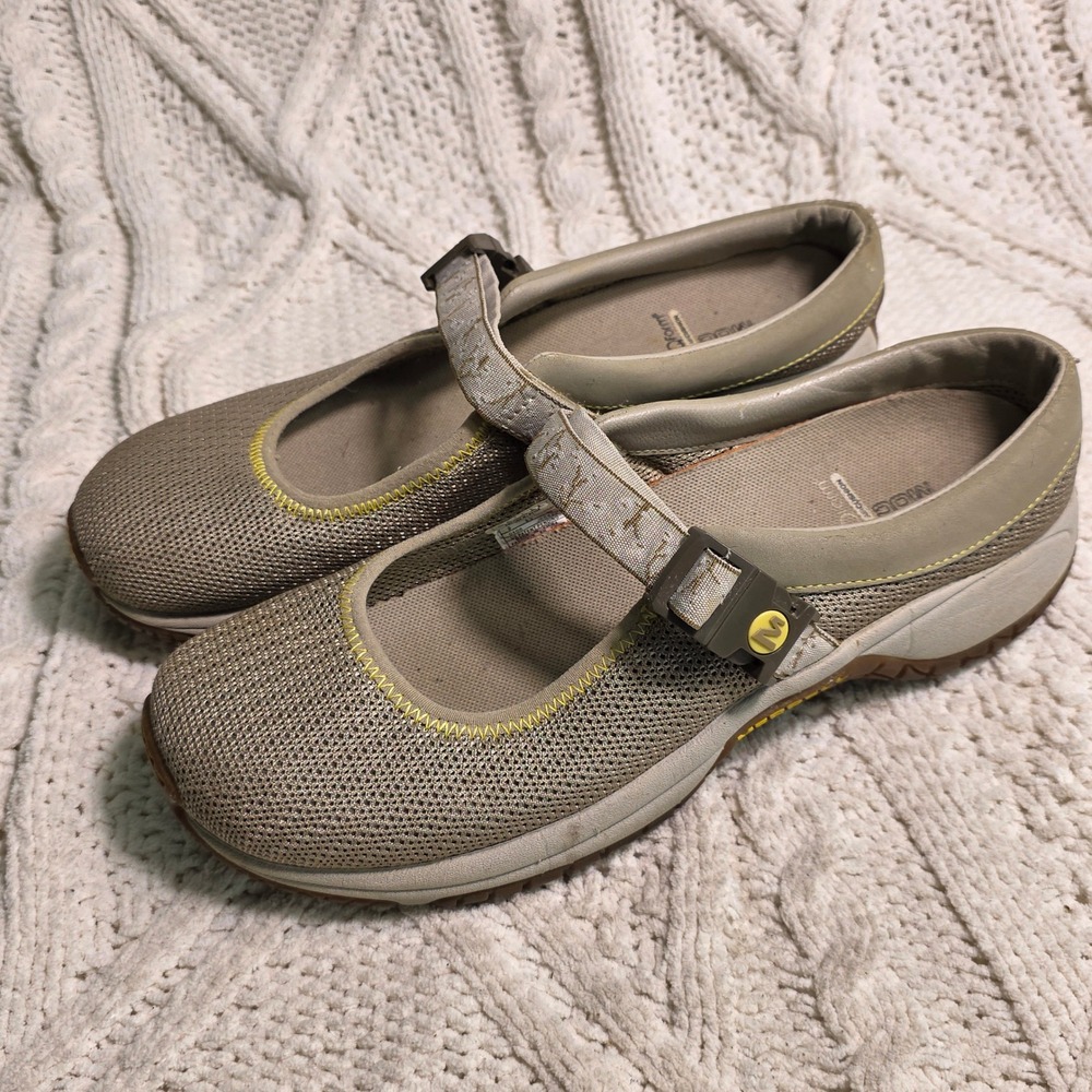 Merrell Encore MJ Beige Mary Jane Mesh Walking Shoes Clogs Mules Womens 9